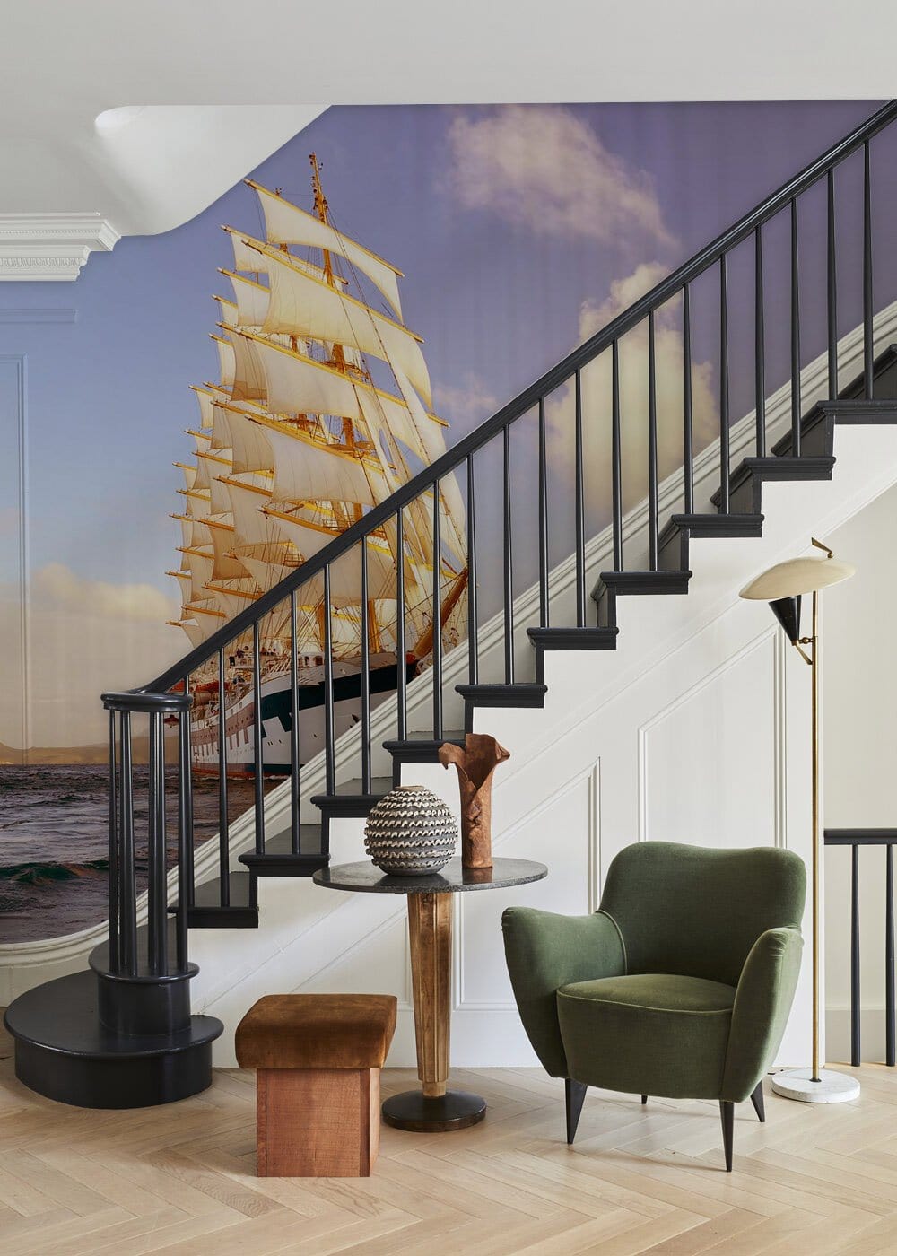 Mural Wallpaper Featuring a Sailboat and the Sky for the Living Room