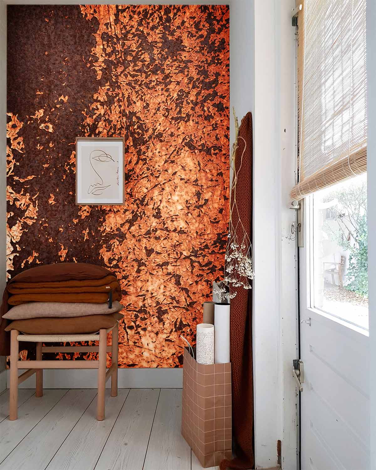 Rustic Burnt Copper Textured Mural Wallpaper