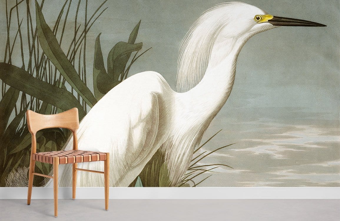 Vintage Bird Illustration Elegant Mural Wallpaper