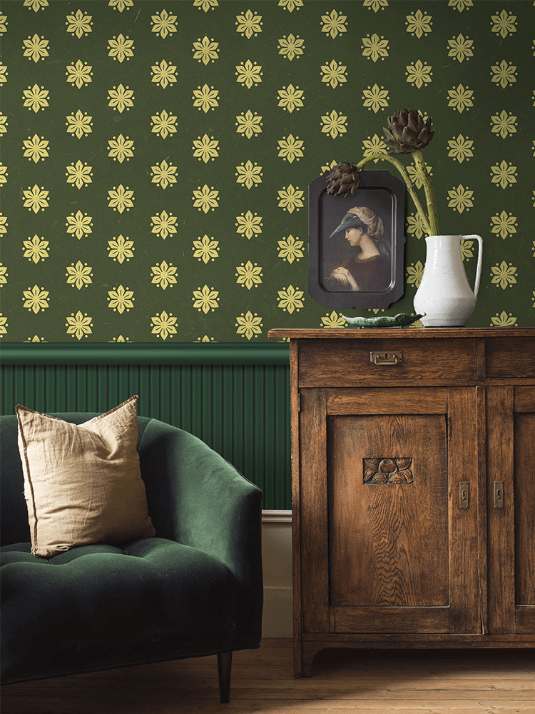 Hexagonal Flowers mural interior decoration idea