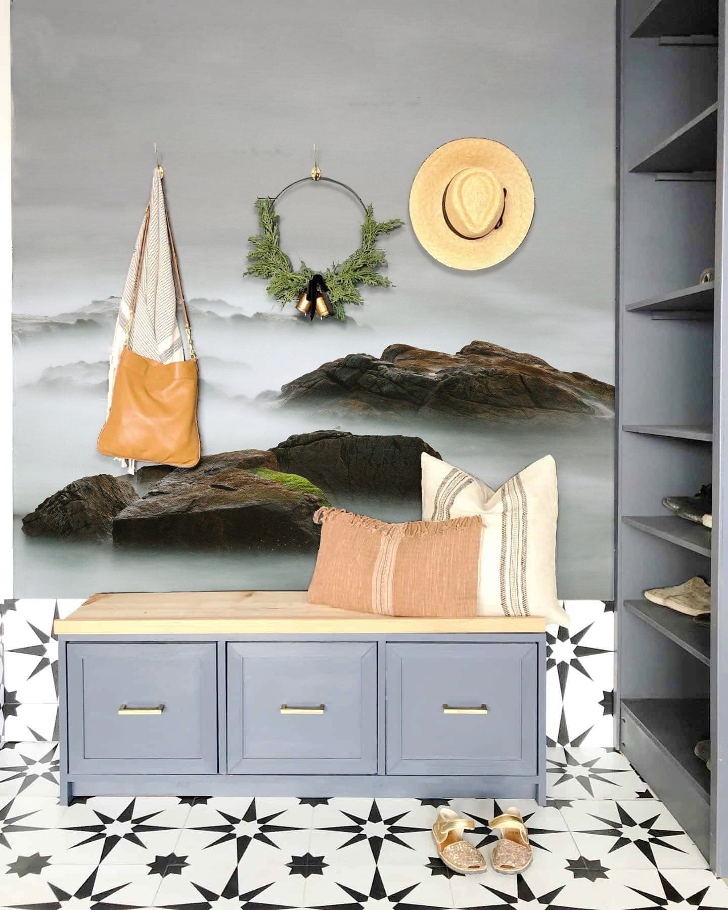 rock landscape custom wall mural for hallway interior art decor