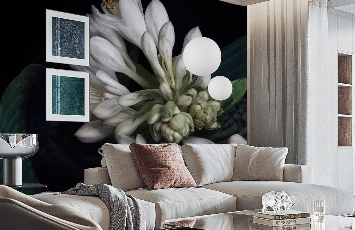 hosta flower wallpaper mural living room decor