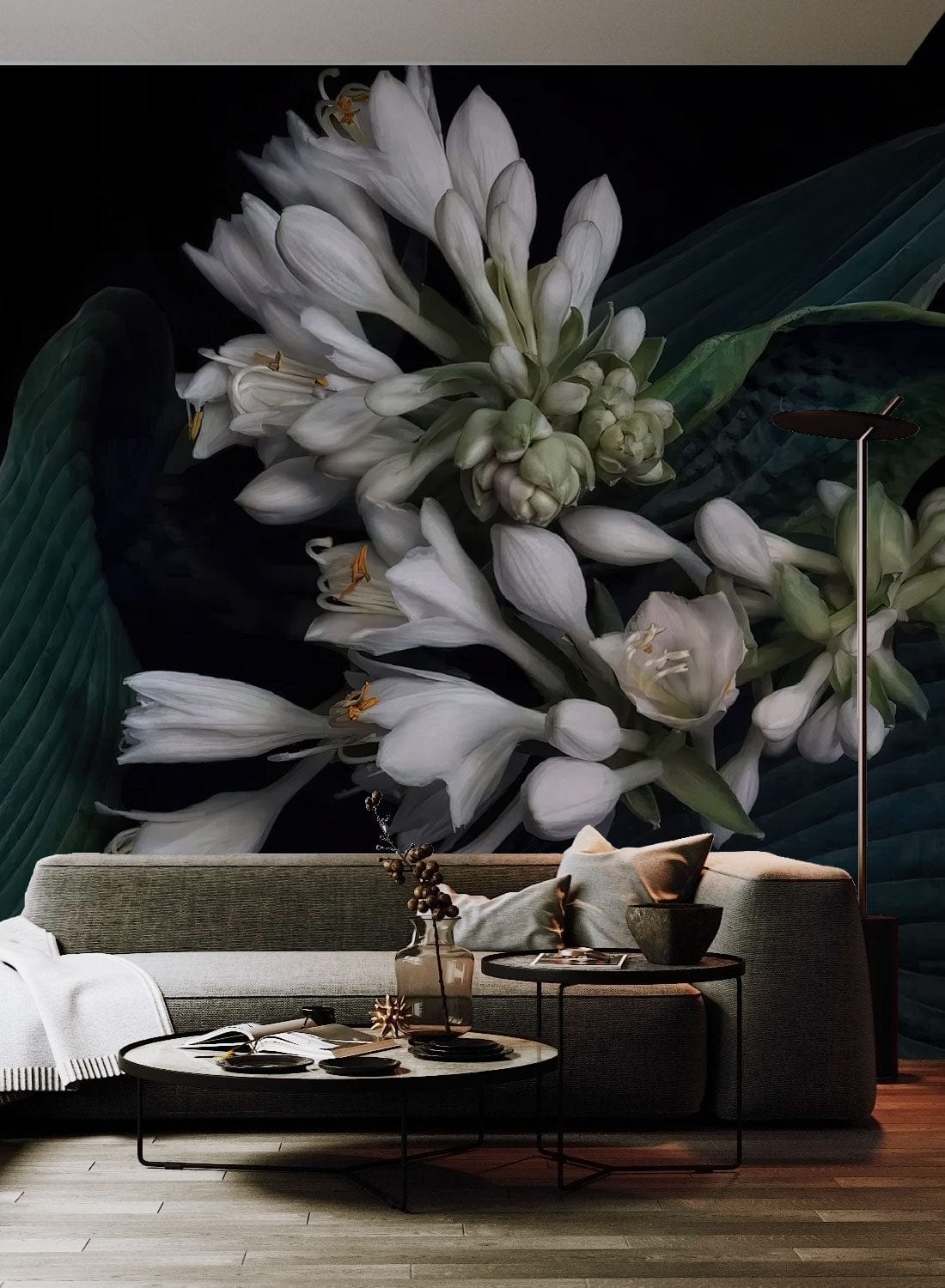 hosta flower wallpaper mural lounge decoration