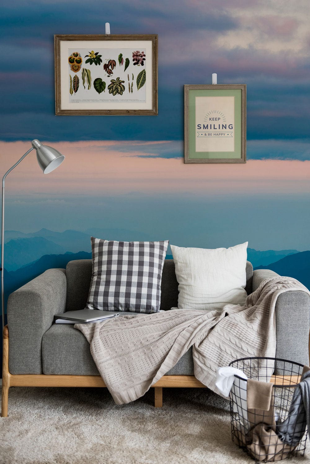 ombre sky and mountains scenery wallpaper design art