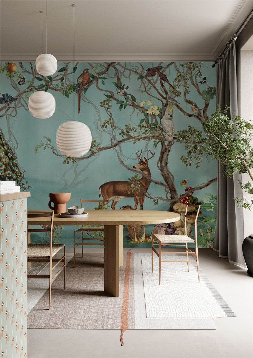 Enchanted Forest Animal Wall Mural Wallpaper in dining room