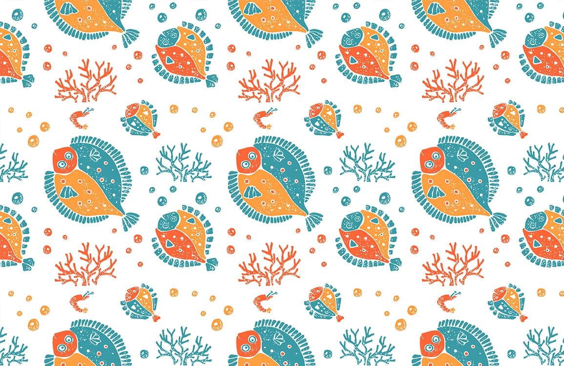 Colorful Fishes in Strange Shapes Animal Wallpaper Art Design
