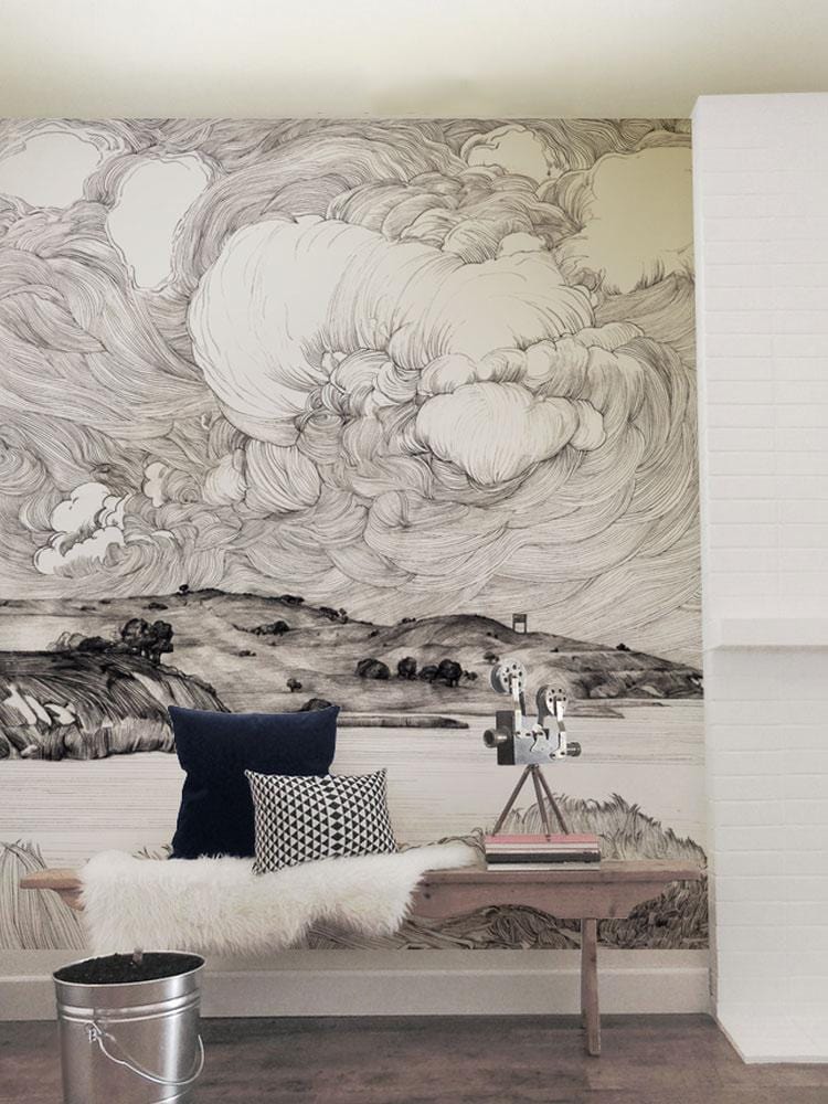 Lake Storm gray wallpaper mural decoration