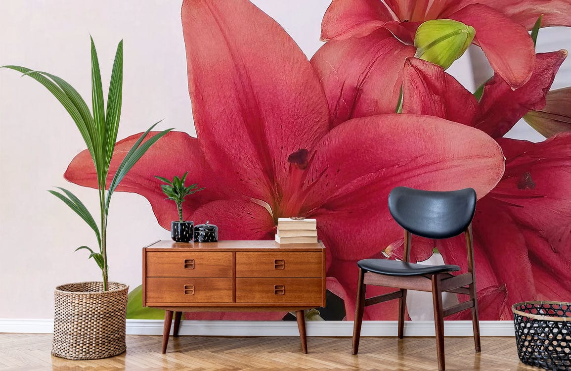 large lily blossom wallpaper mural hallway decoration