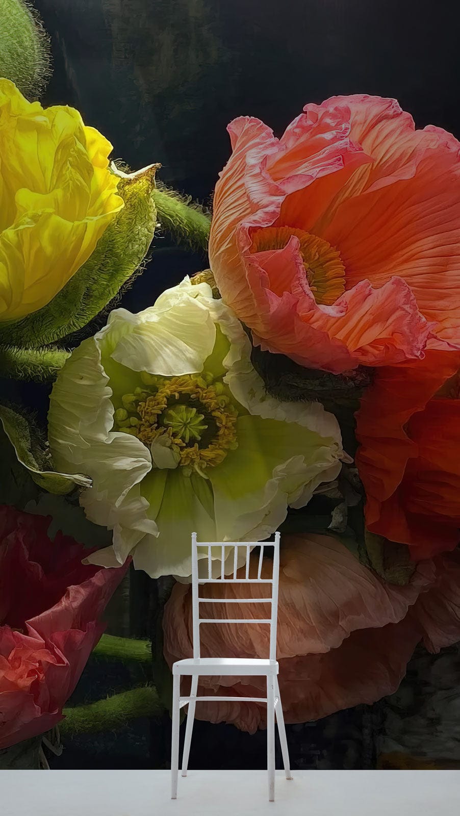 3d real flowers wall mural lounge decoration idea
