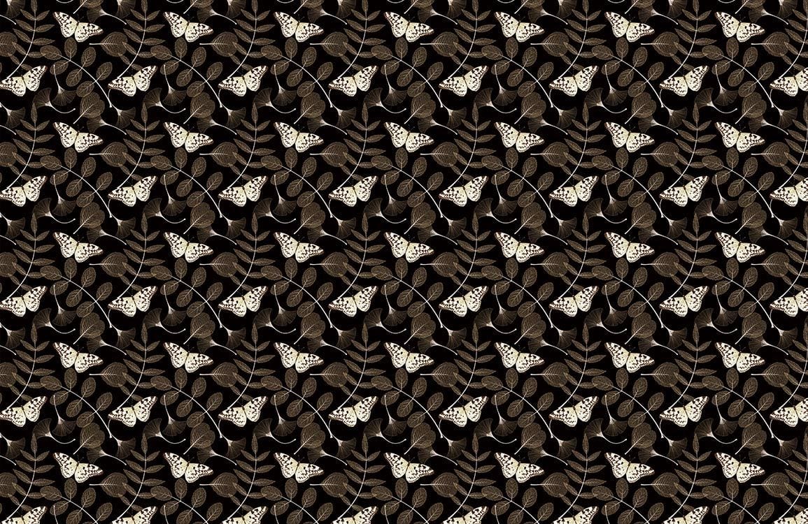 Elegant Butterfly Pattern Black Mural Wallpaper