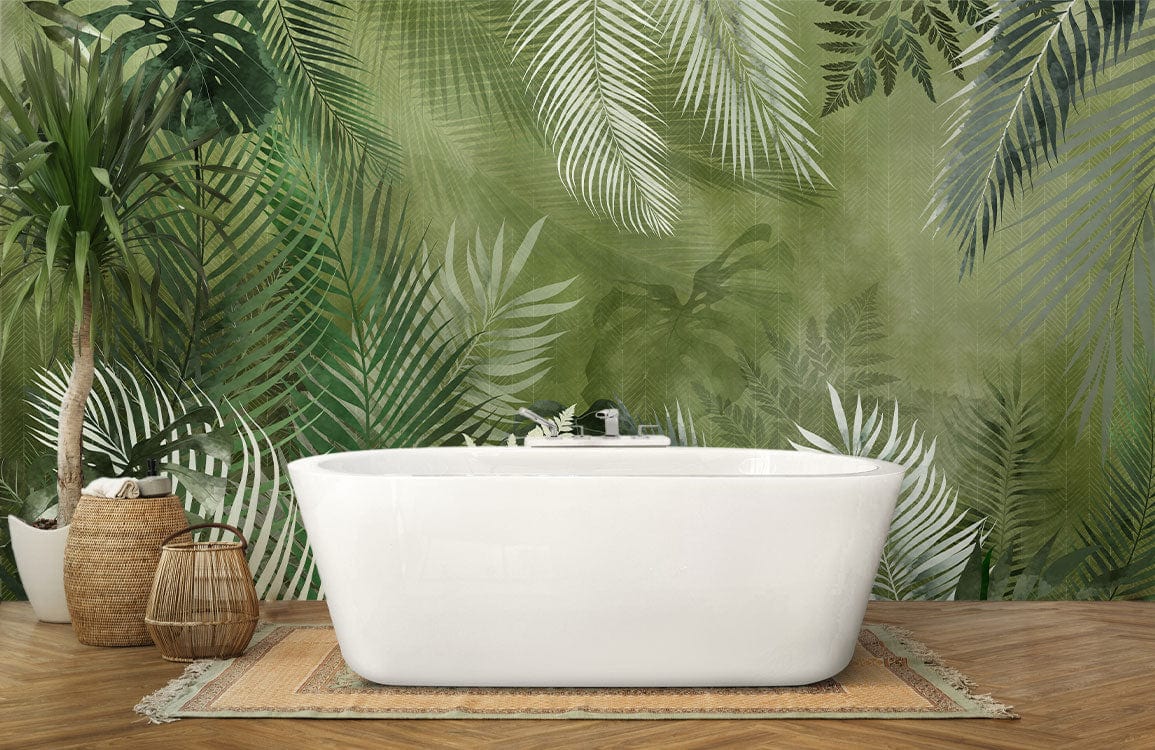 leaves art wall mural rest room decor