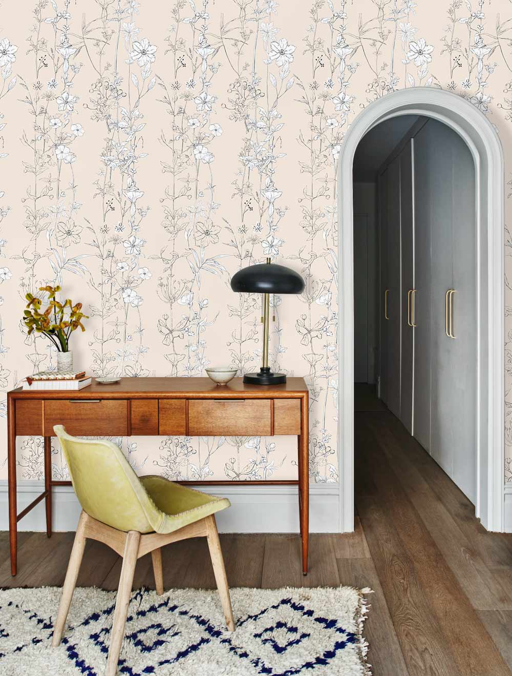 Line Draw Plant Wallpaper Mural Decoration Art