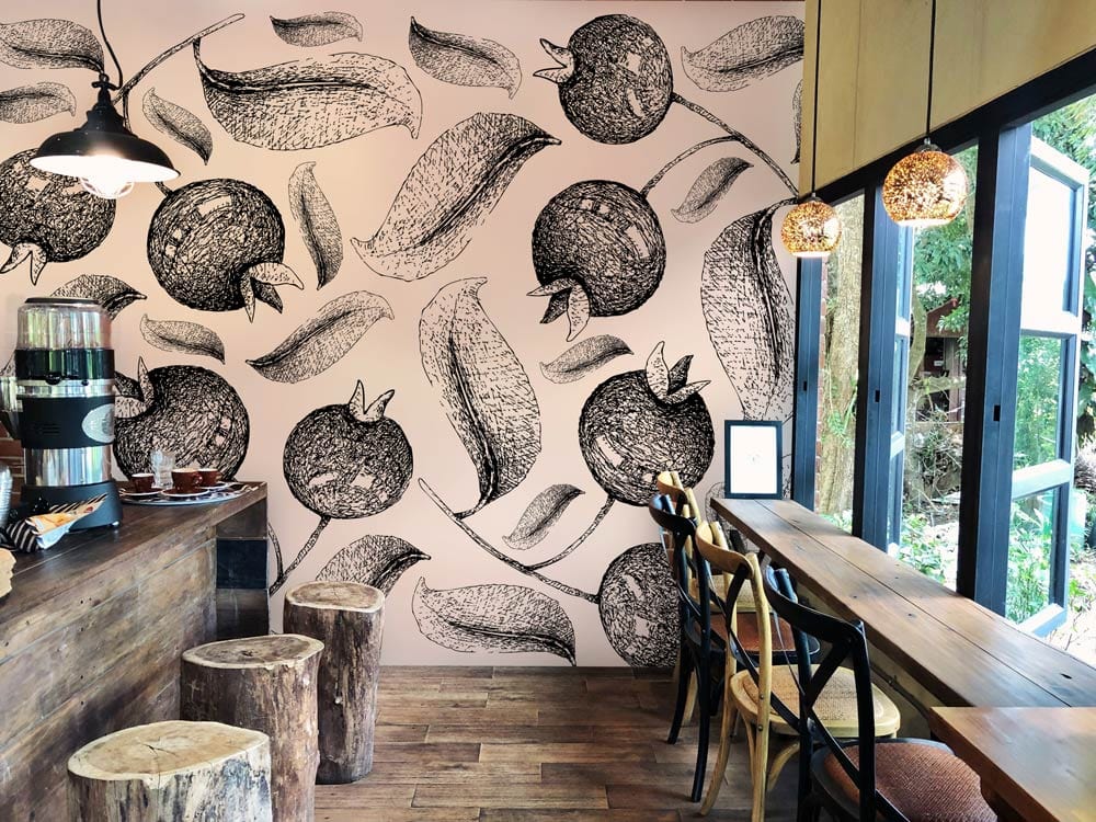 wallpaper in the style of a cafe with a sweet blueberry armoa