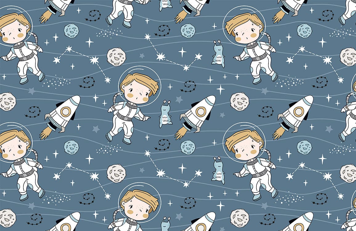 Little Astronaut's Astral Journey Kids Wallpaper Custom Art Design