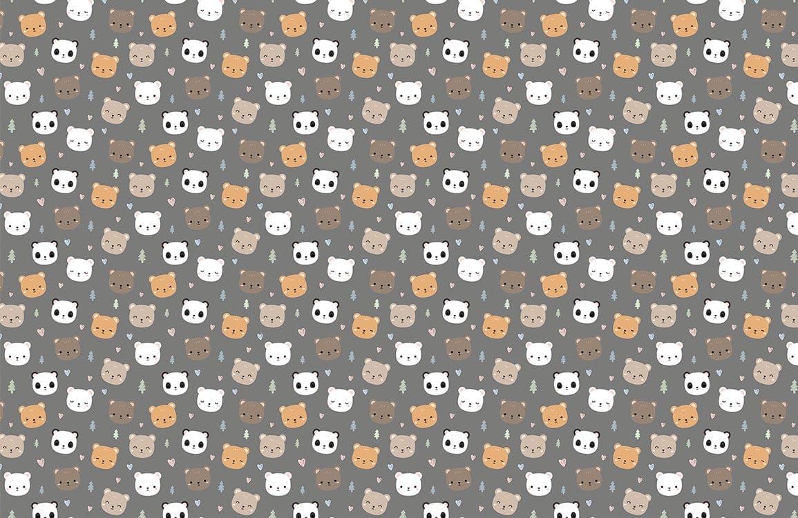 Cute Animal Faces Kids Mural Wallpaper