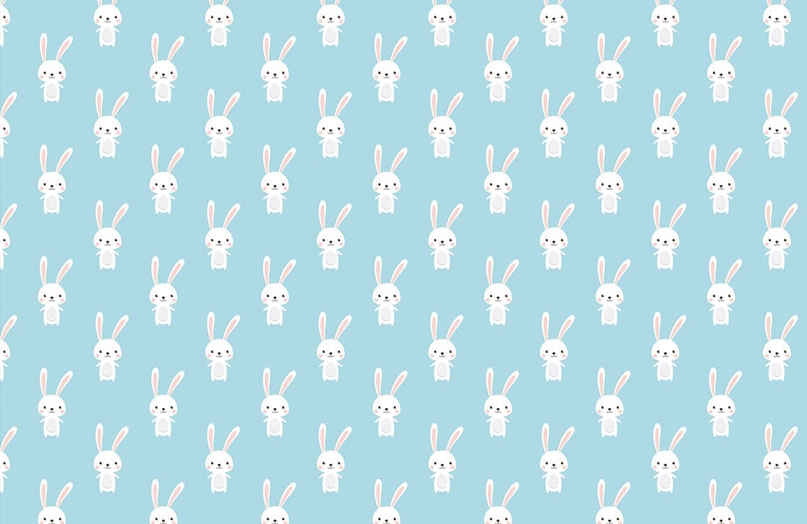 Cute Whimsical Rabbit Nursery Mural Wallpaper