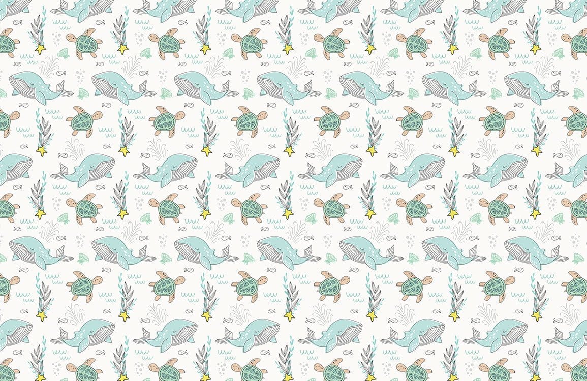 Whimsical Underwater Creatures Kids Wallpaper