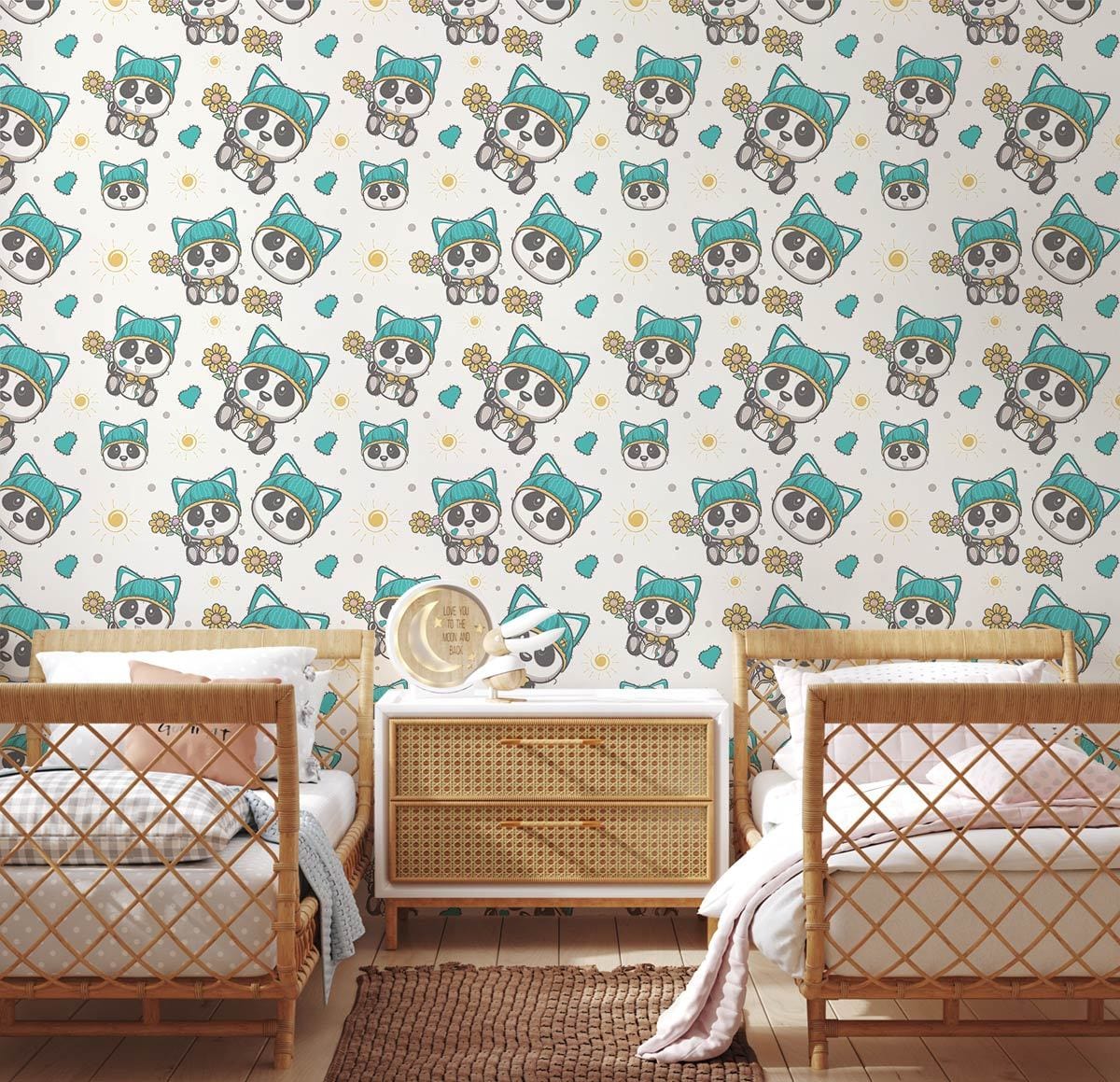 Whimsical Pirate Skulls Kids Mural Wallpaper in bedroom