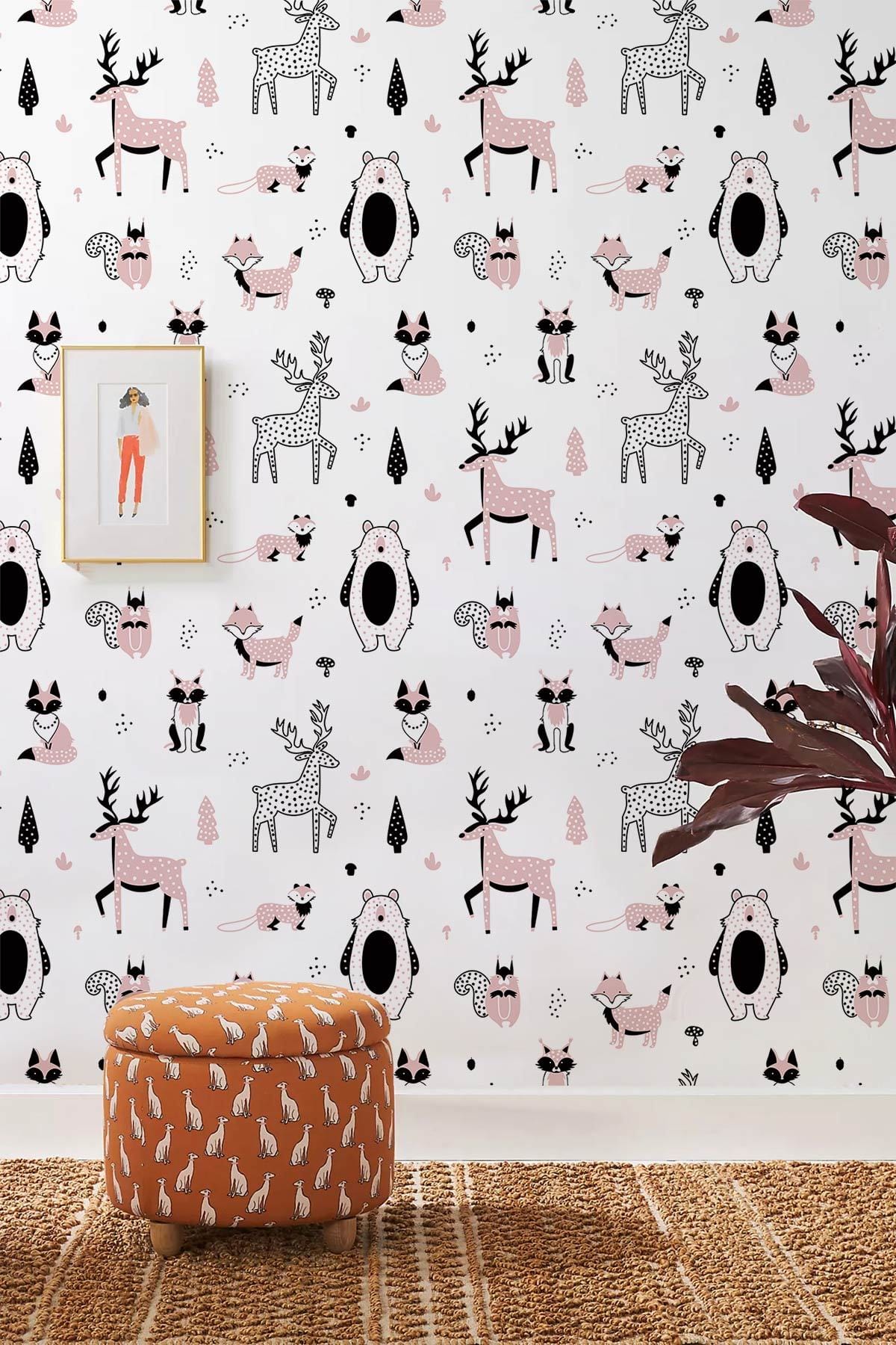 Whimsical Forest Animal Nursery Mural for Wall in child's room