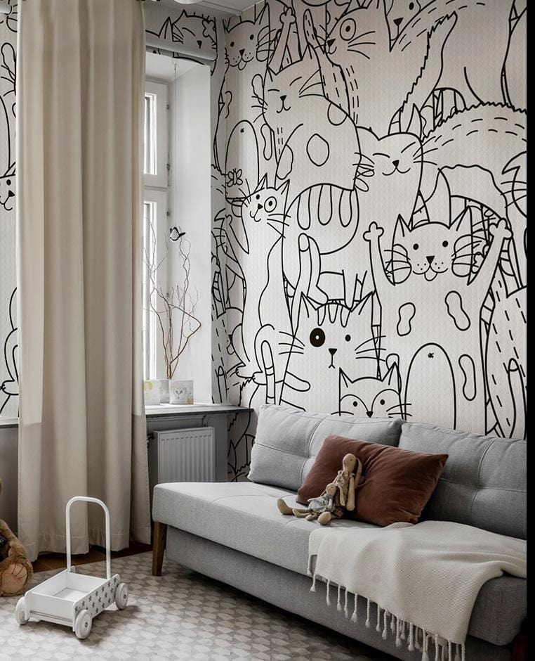 Lots of cute line cats wallpaper animal art