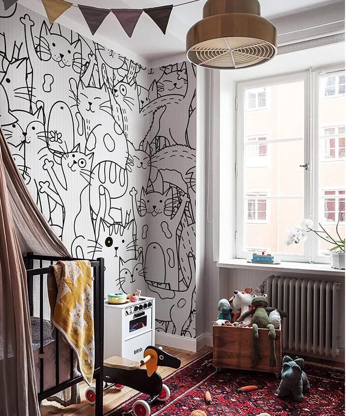 Lots of cute line cats animal wall decor