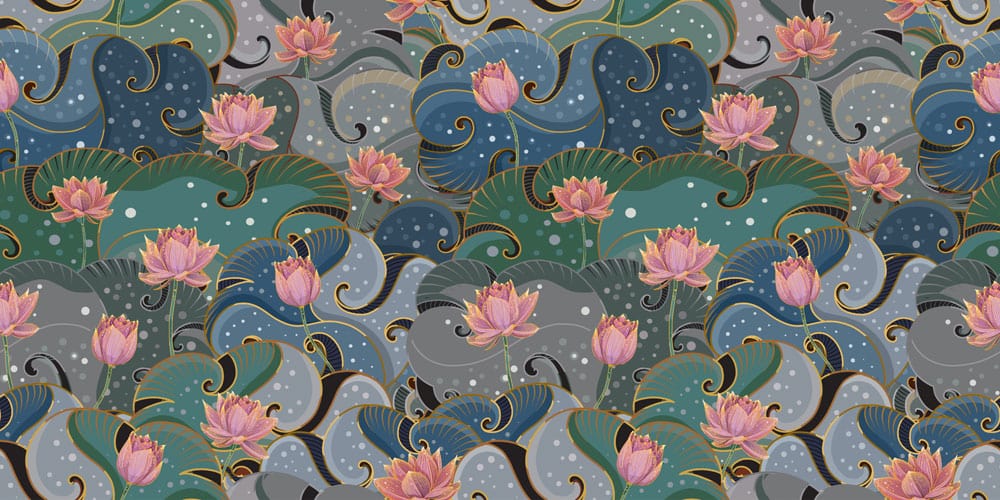 lotus and dewdrop in pond wall mural for room