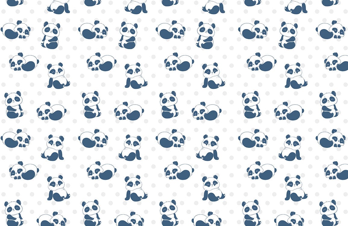 Blue Panda Nursery Playful Mural Wallpaper