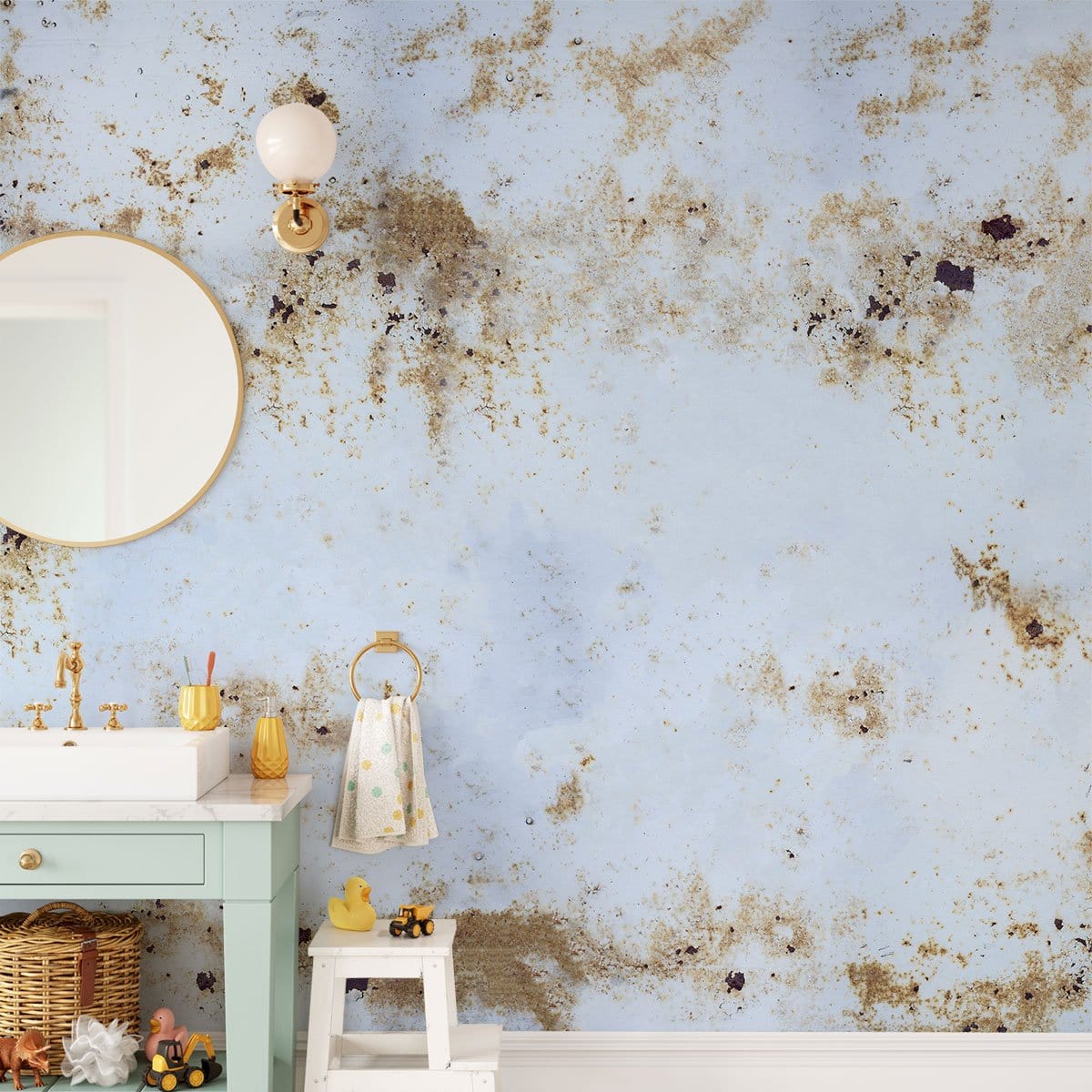 Luxurious Gold Marble Effect Mural Wallpaper in bathroom