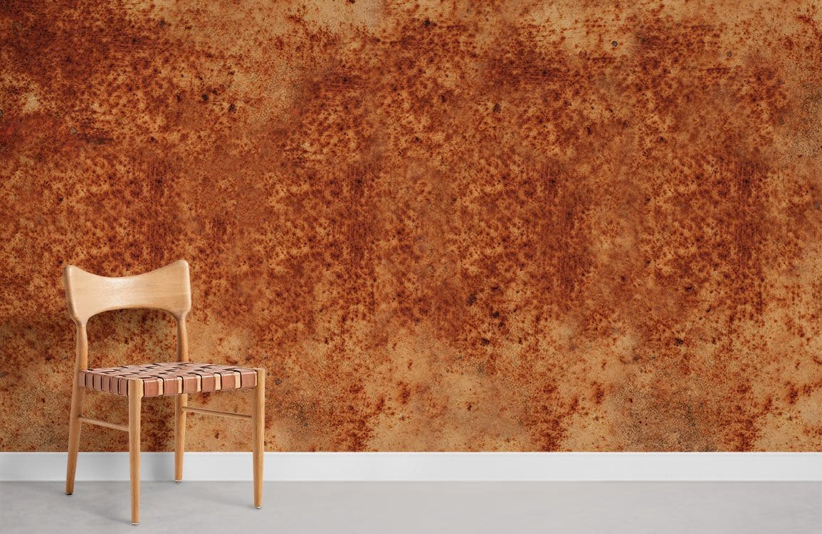 Rustic Industrial Orange Faux Finish Mural Wallpaper