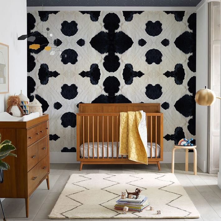 wallpaper mural with a milk cow skin texture suitable for use in nurseries