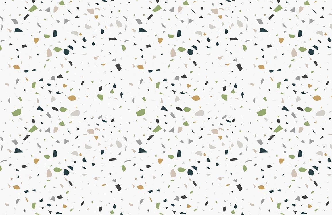 Wallpaper mural in the form of little chips with a marble pattern in the kitchen