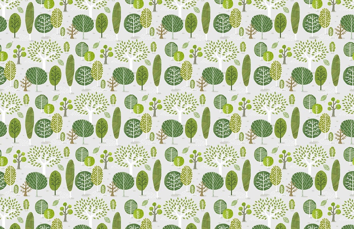 Green Botanical Forest Pattern Mural Wallpaper
