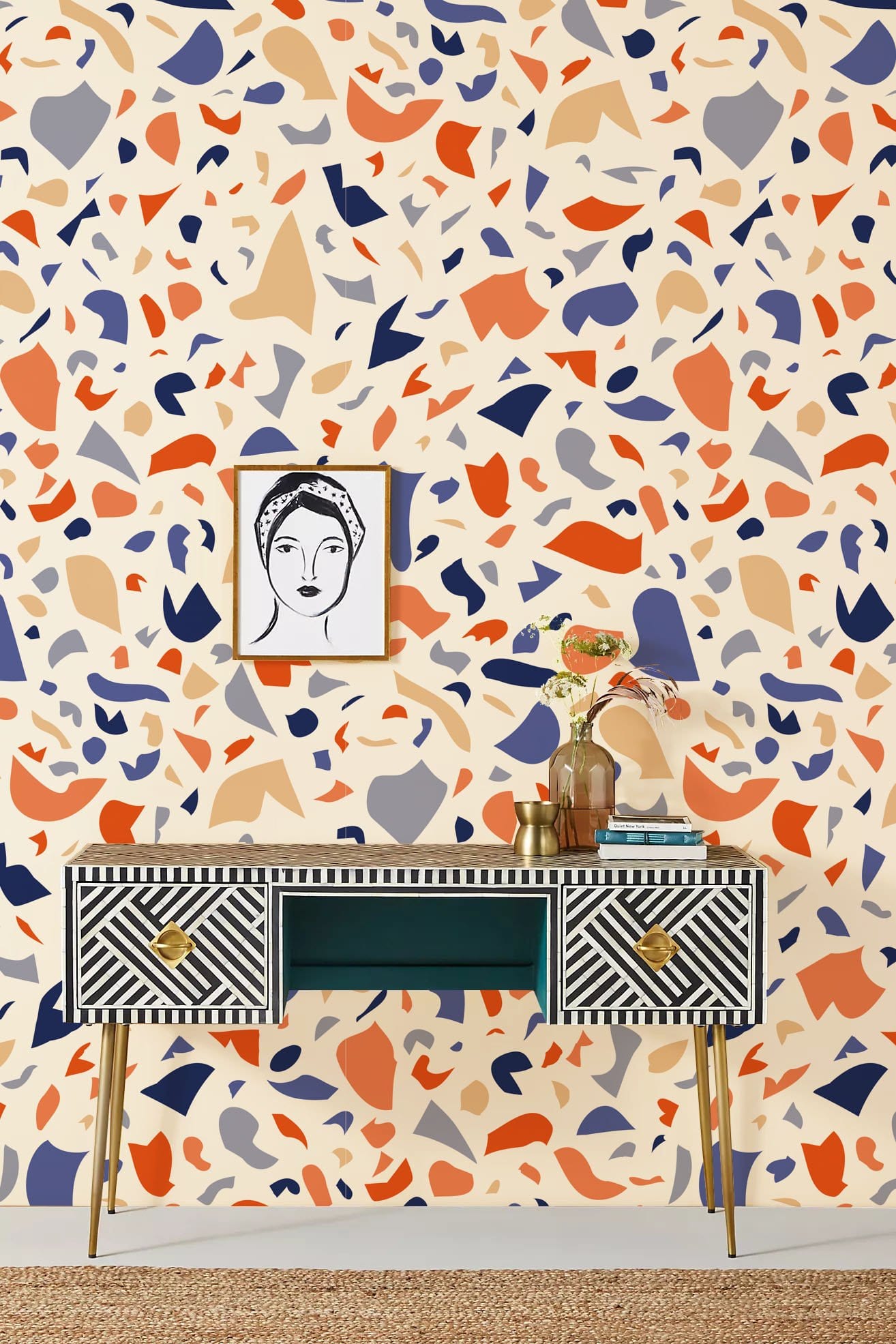 Miniature Marble Pieces on the Wall in the Room Mural Wallpaper