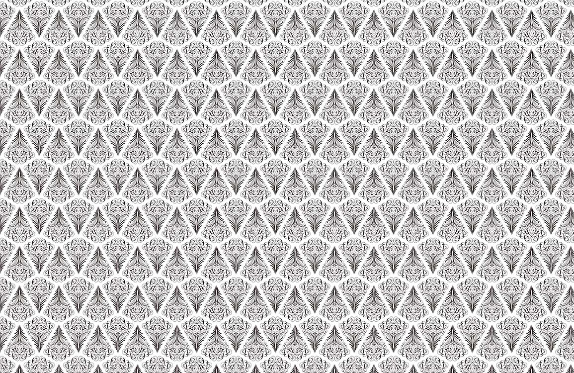 Elegant Black and White Damask Mural Wallpaper