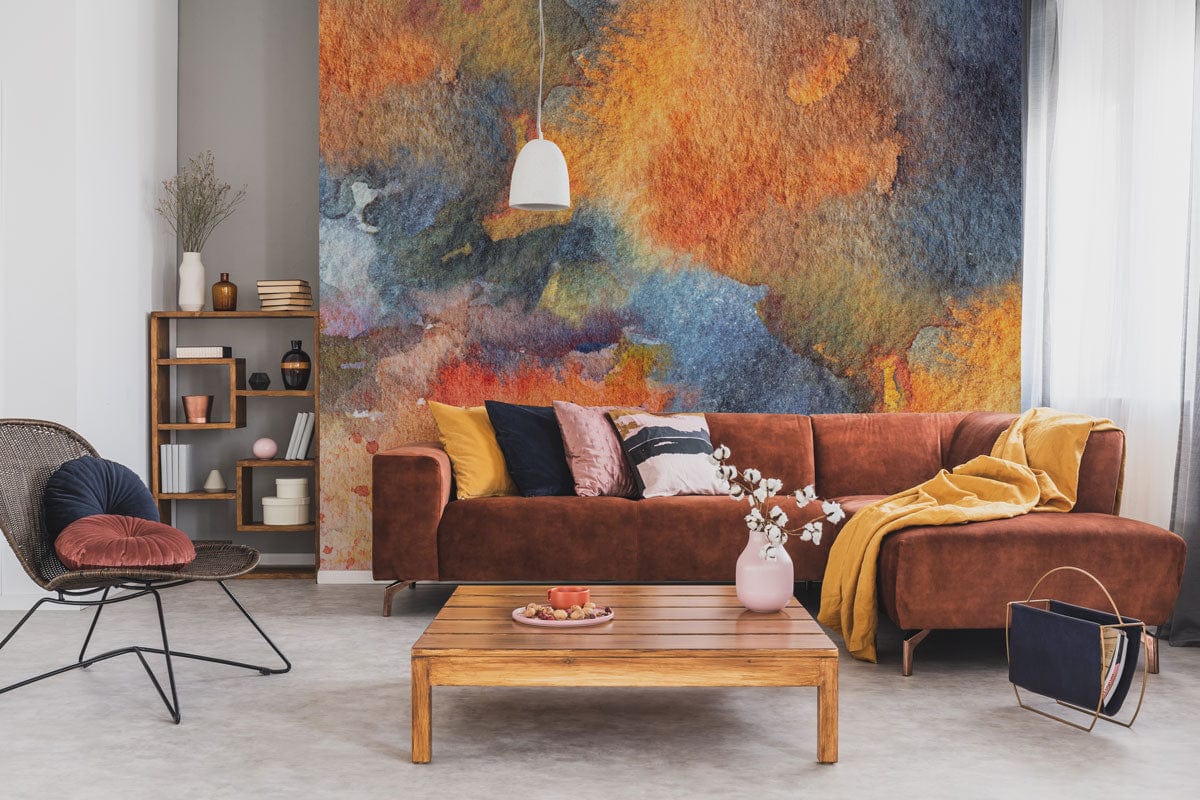 mixed watercolor wallpaper mural room decoration art