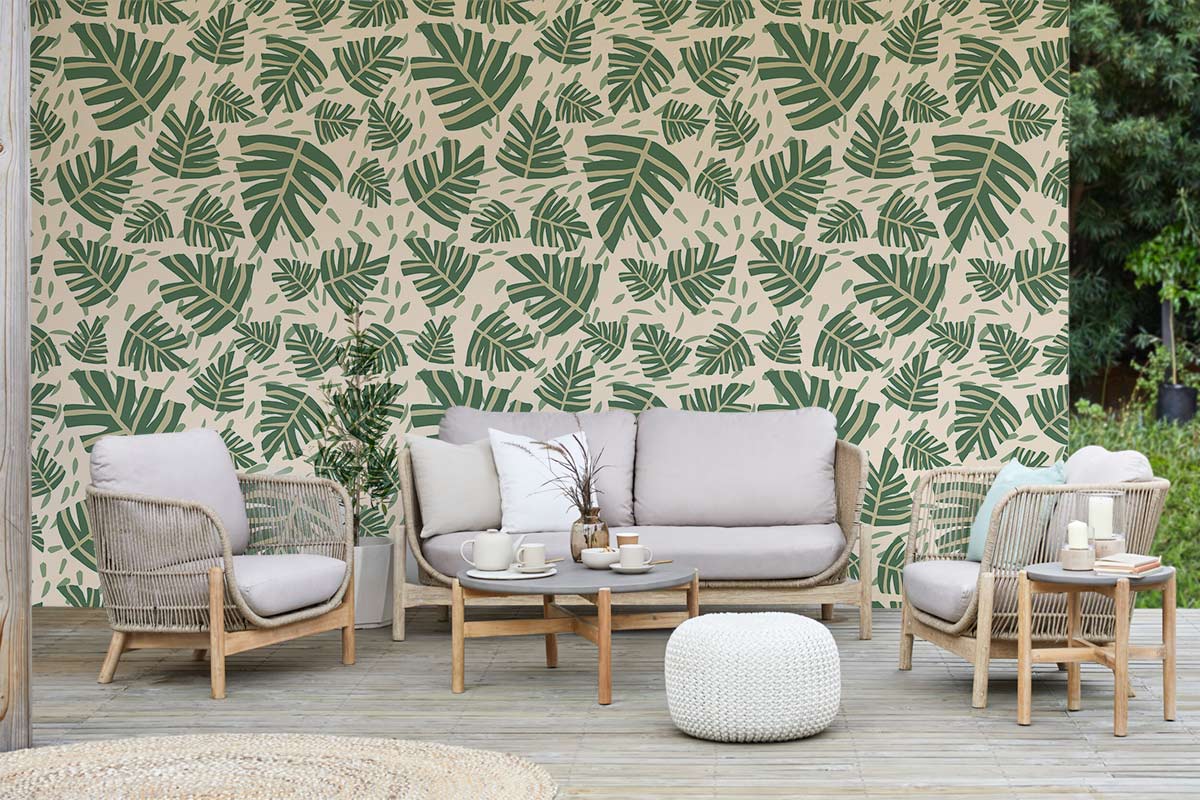 Monstera Leaf Pattern Mural Wallpaper Home Interior Decor