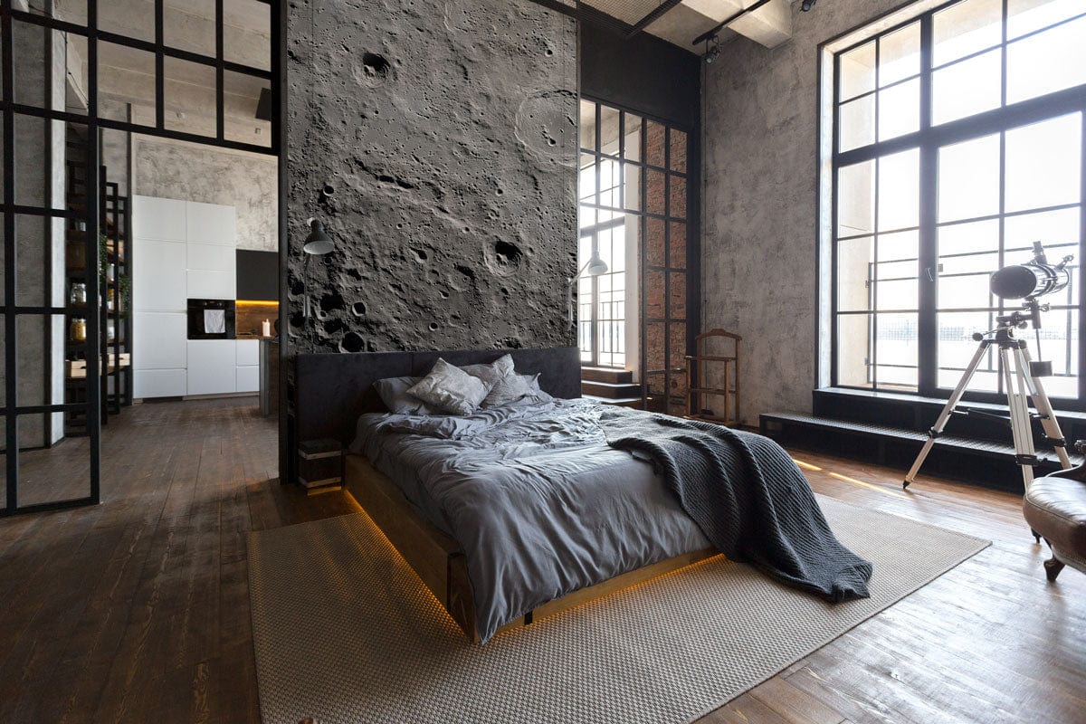 Modern Lunar Landscape 3D Mural Wallpaper in bedroom