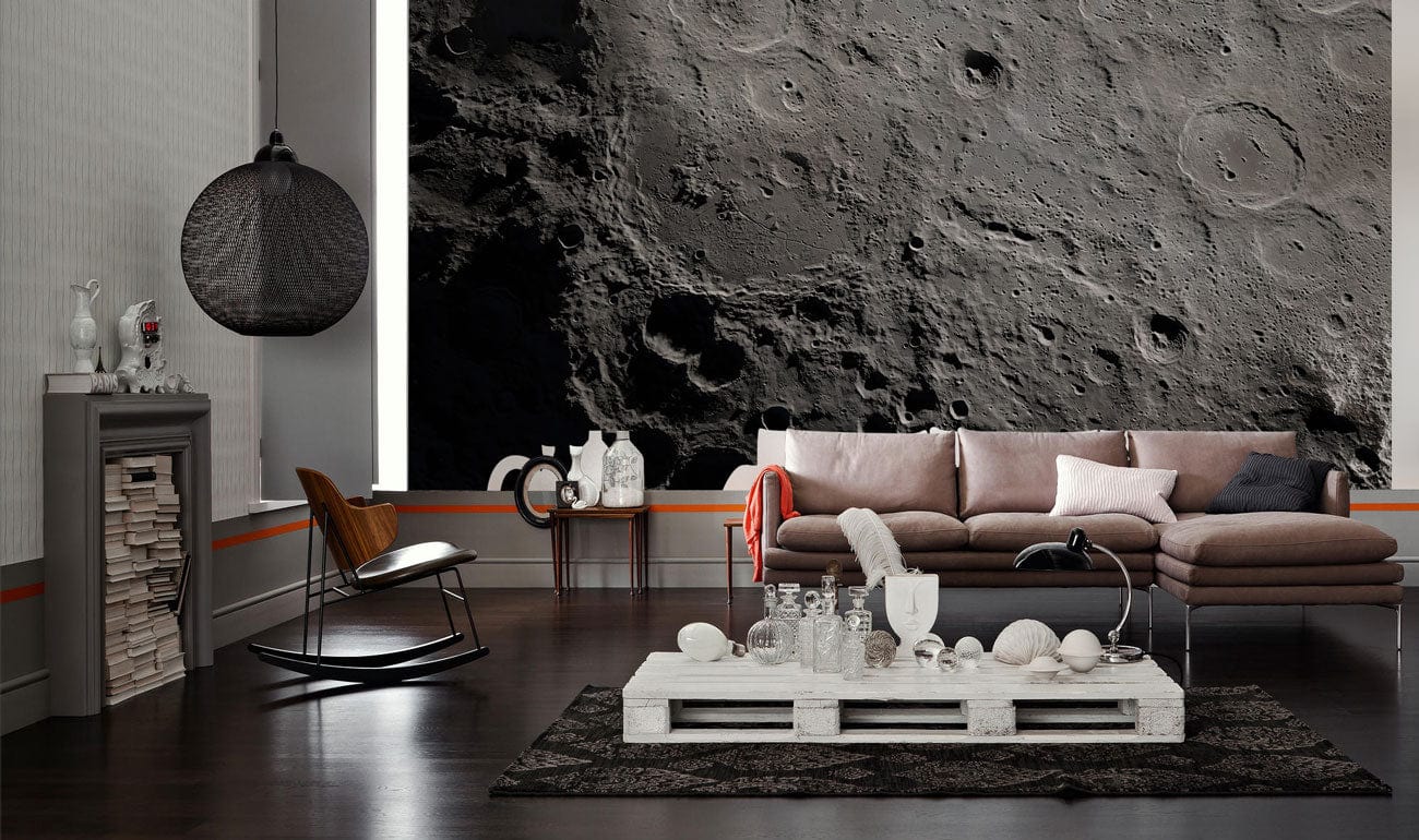 Modern Lunar Landscape 3D Mural Wallpaper in living room