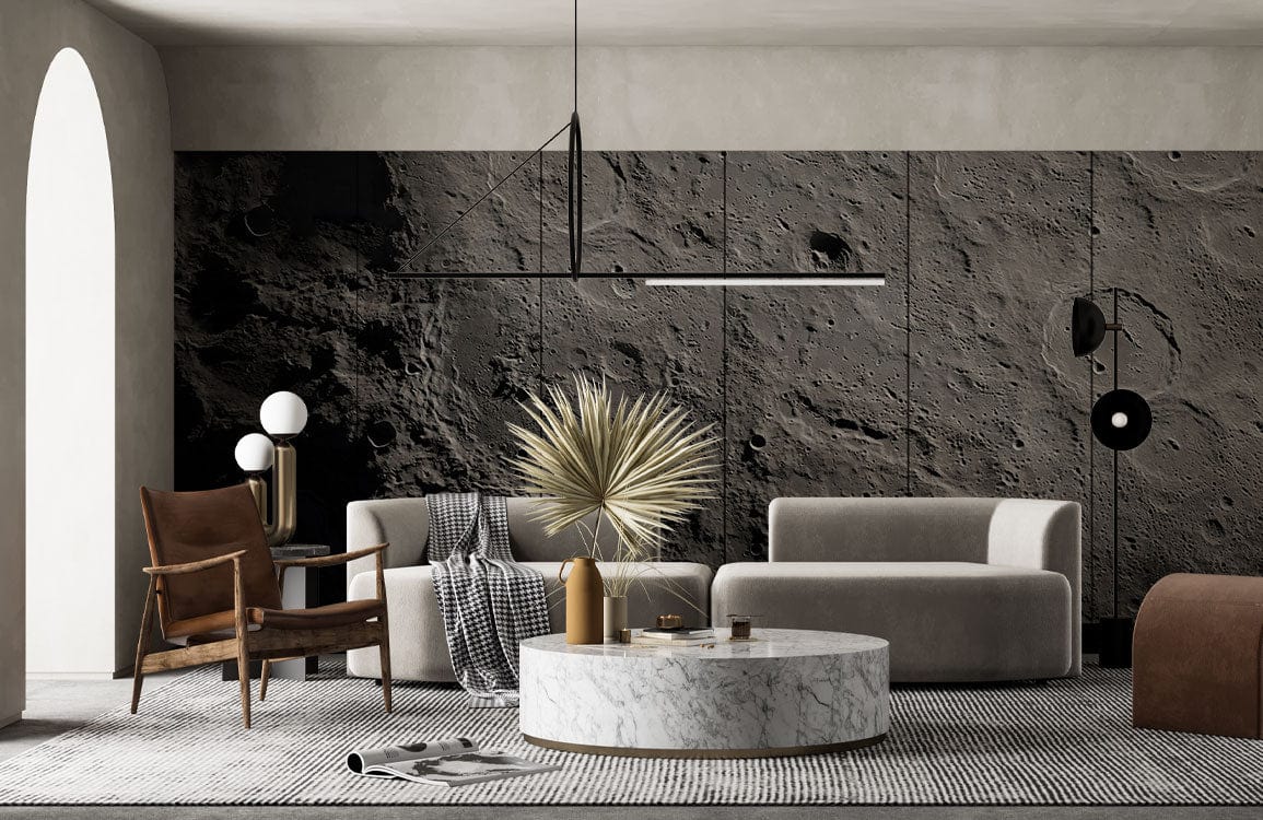 Modern Lunar Landscape 3D Mural Wallpaper in living room