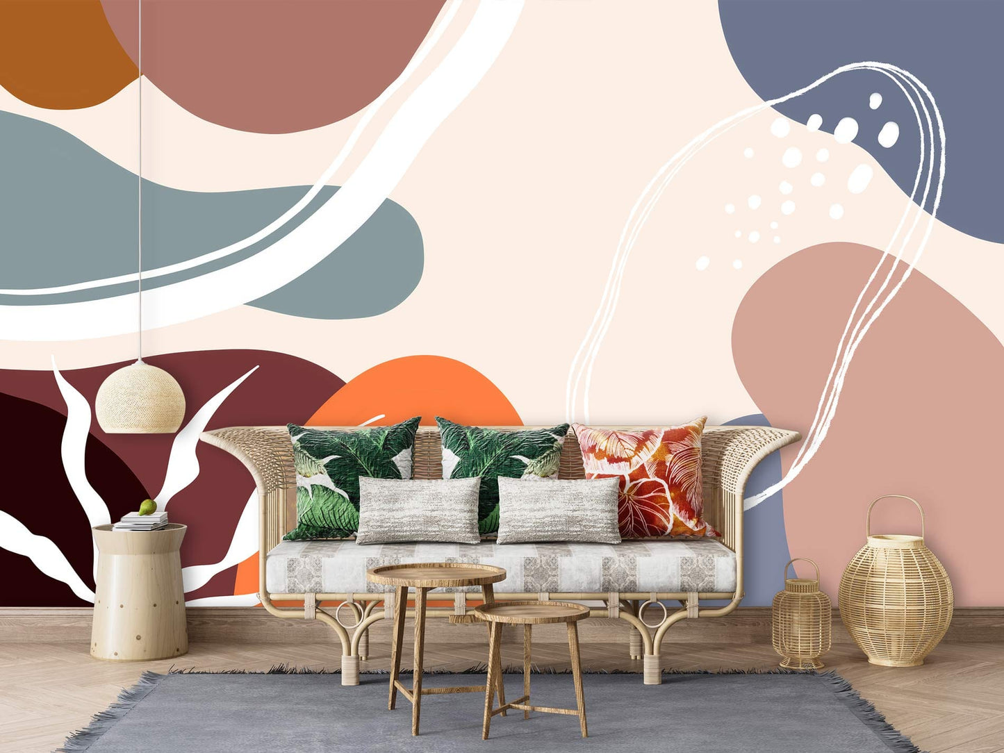 Morandi Block Art Decor Wallpaper Living Room