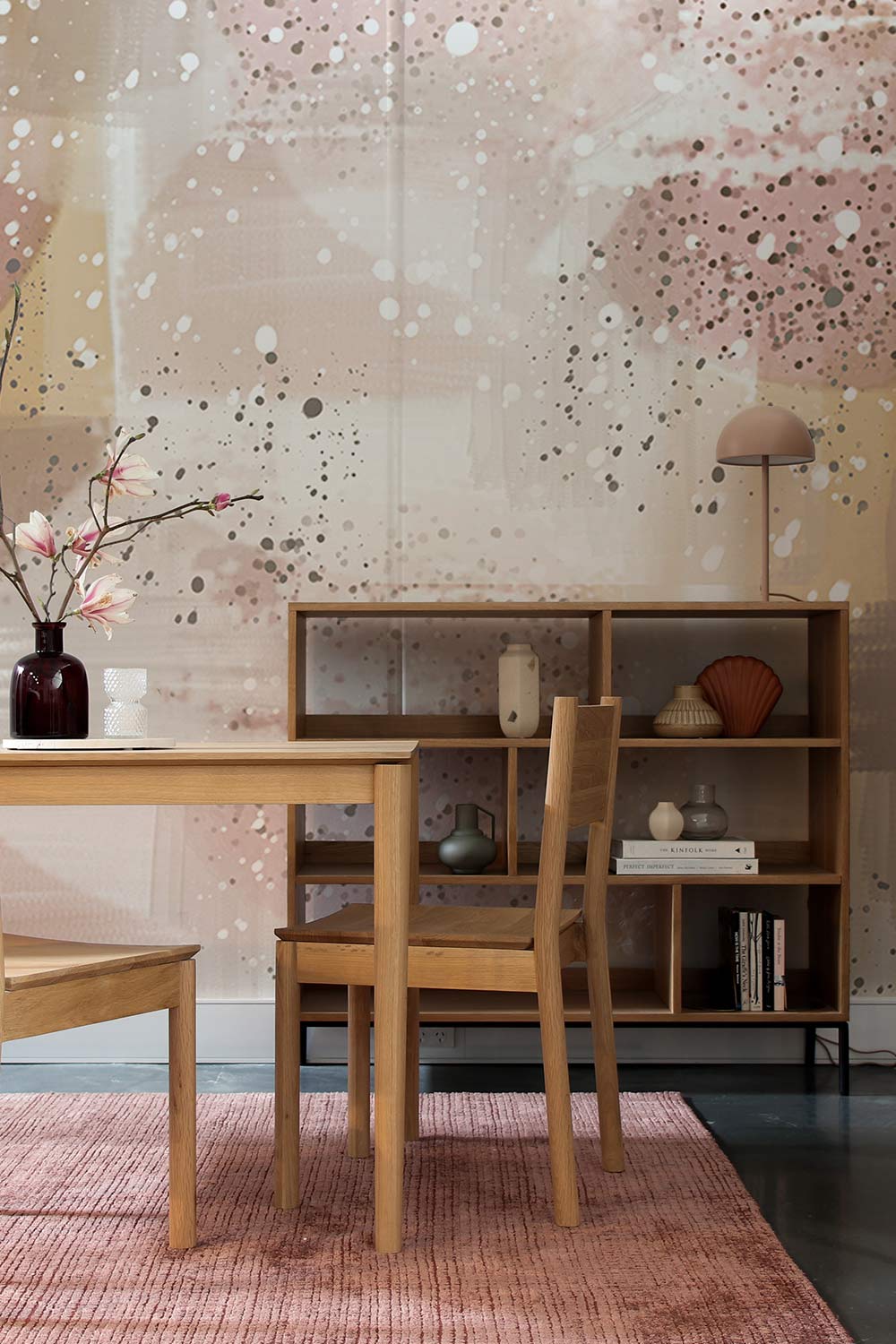 Wallpaper mural with a variety of colour accents for use in home or office decor