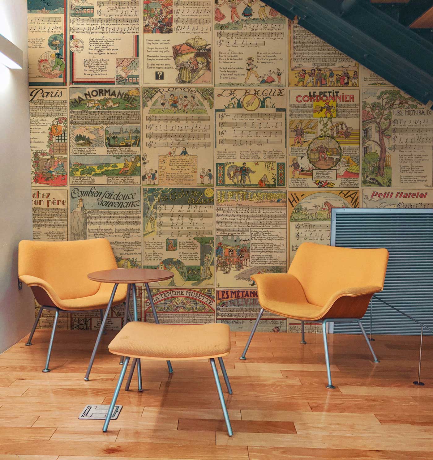 Wallpaper with a Pattern of Musical Notation Used for Decorating the Living Room