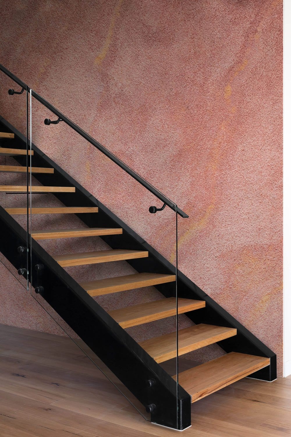 The Texture of Natural Sandstone Tan Flagstone Wall Mural in the Hallway
