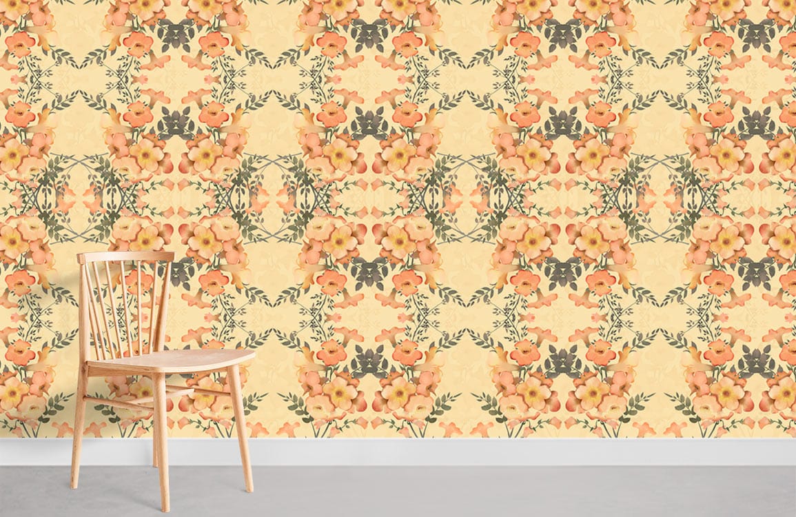 Yellow Flower Pattern Wallpaper Mural Home Decor