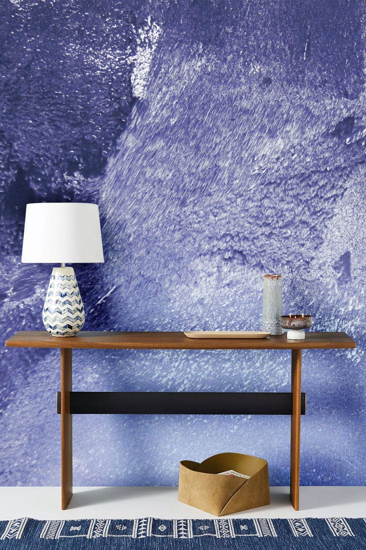 Wall Mural for Hallway Decoration Featuring Aged Purple Paint on the Walls