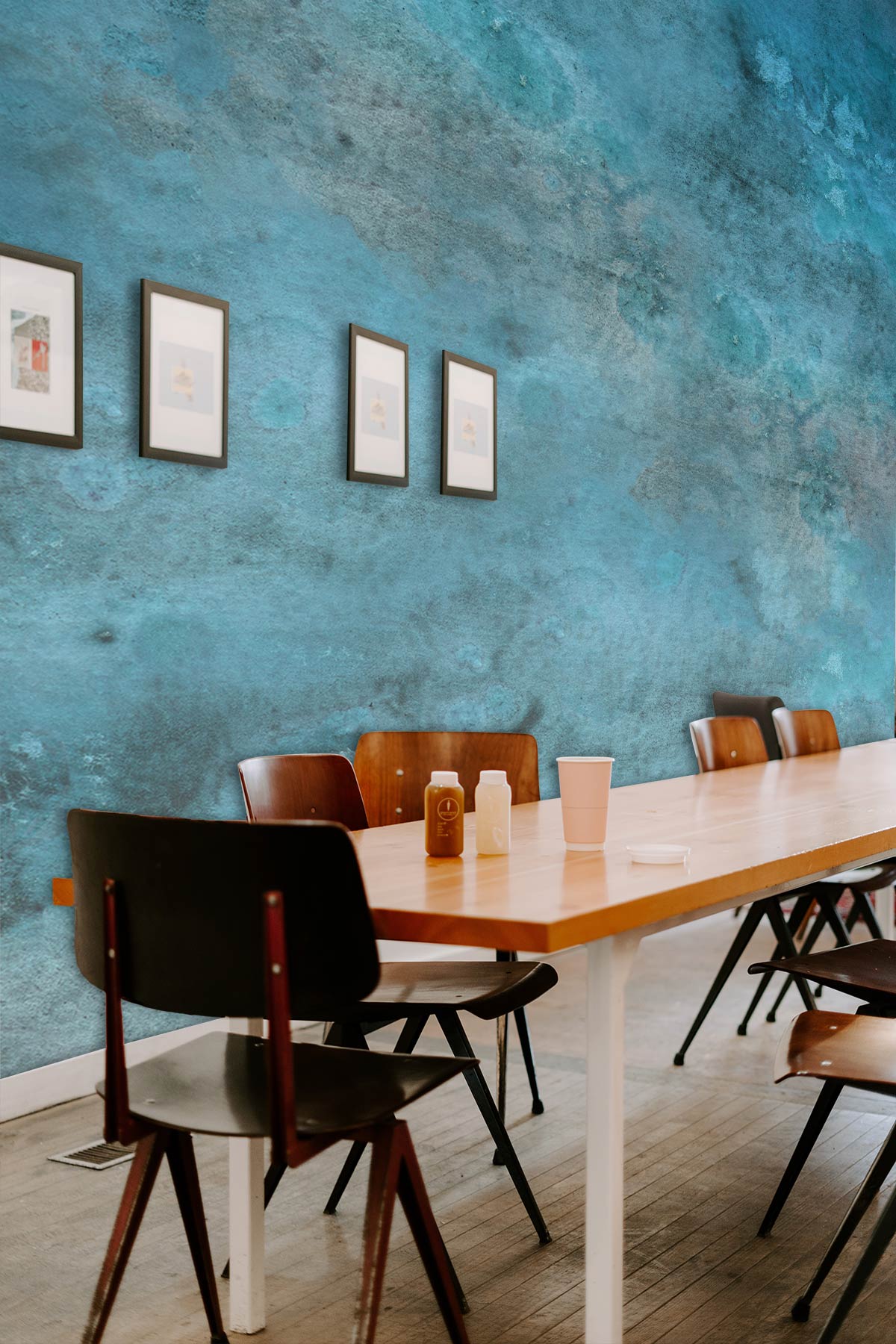 Ombre Blue Watercolor ocean effect Wallpaper Mural for dining Room