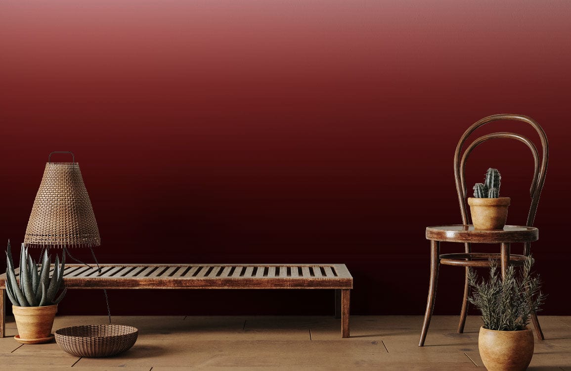 ombre dark red wall mural corridor design