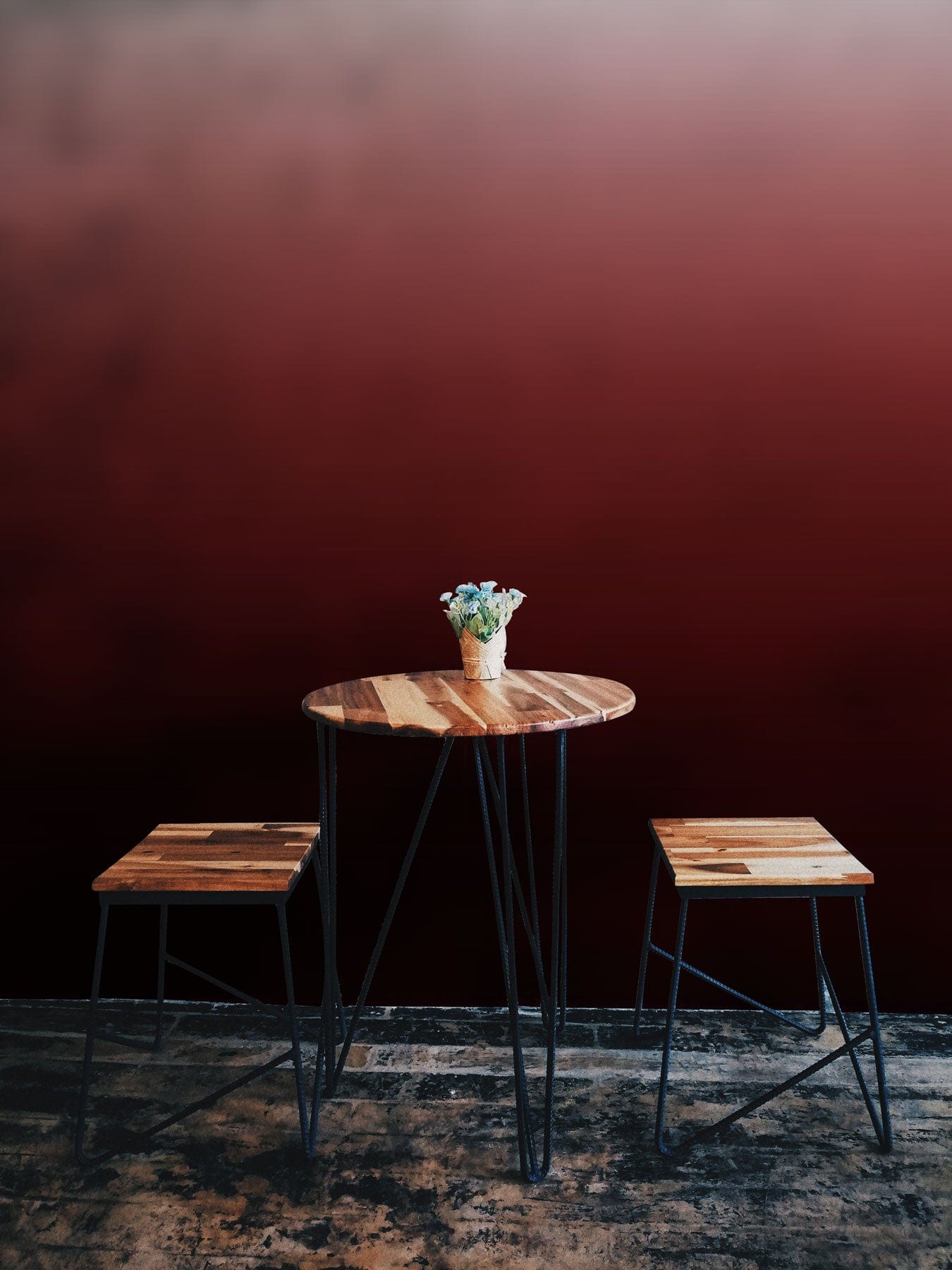 ombre dark red wall mural dining room decoration