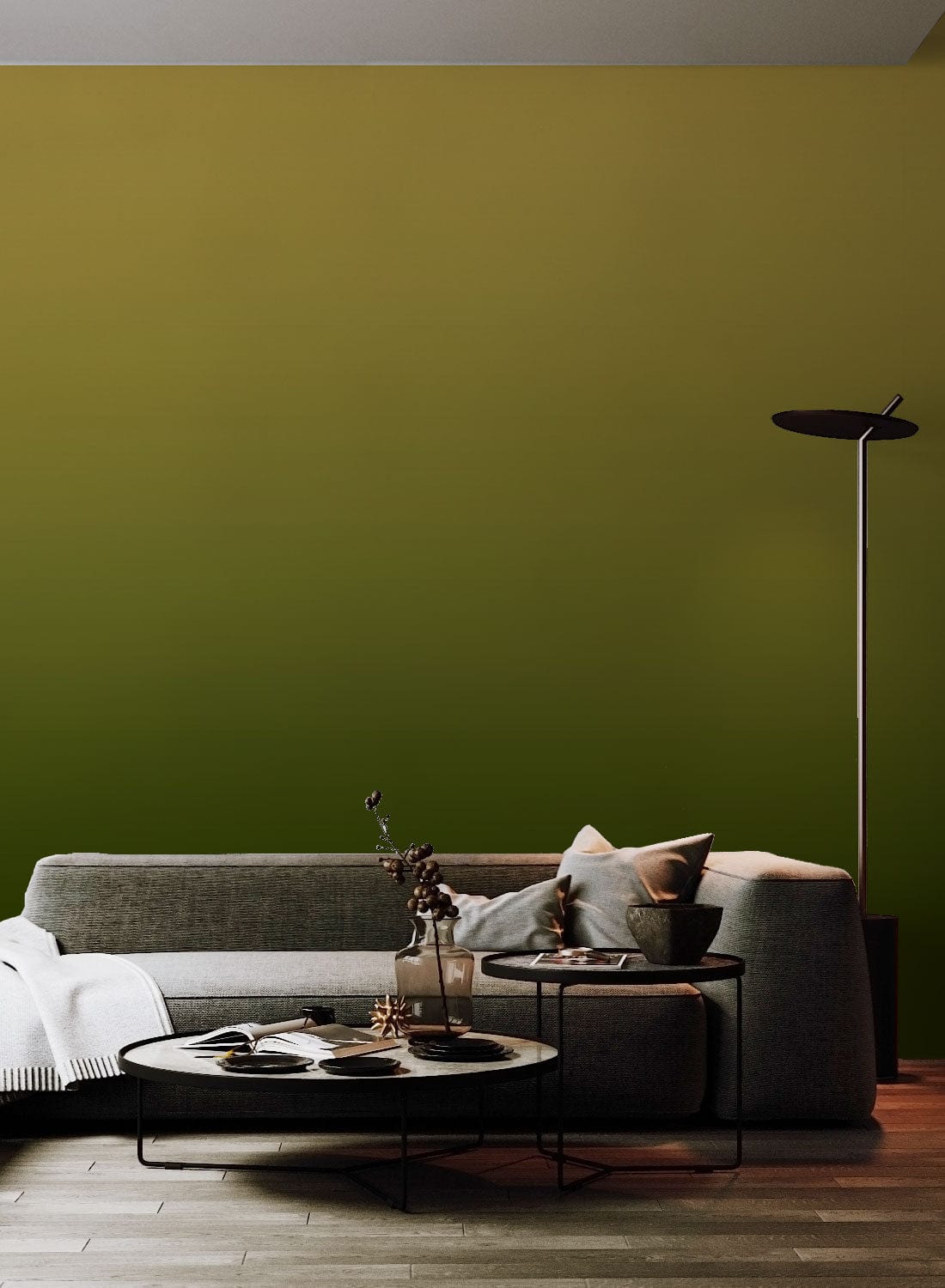 ombre green wall mural living room decor