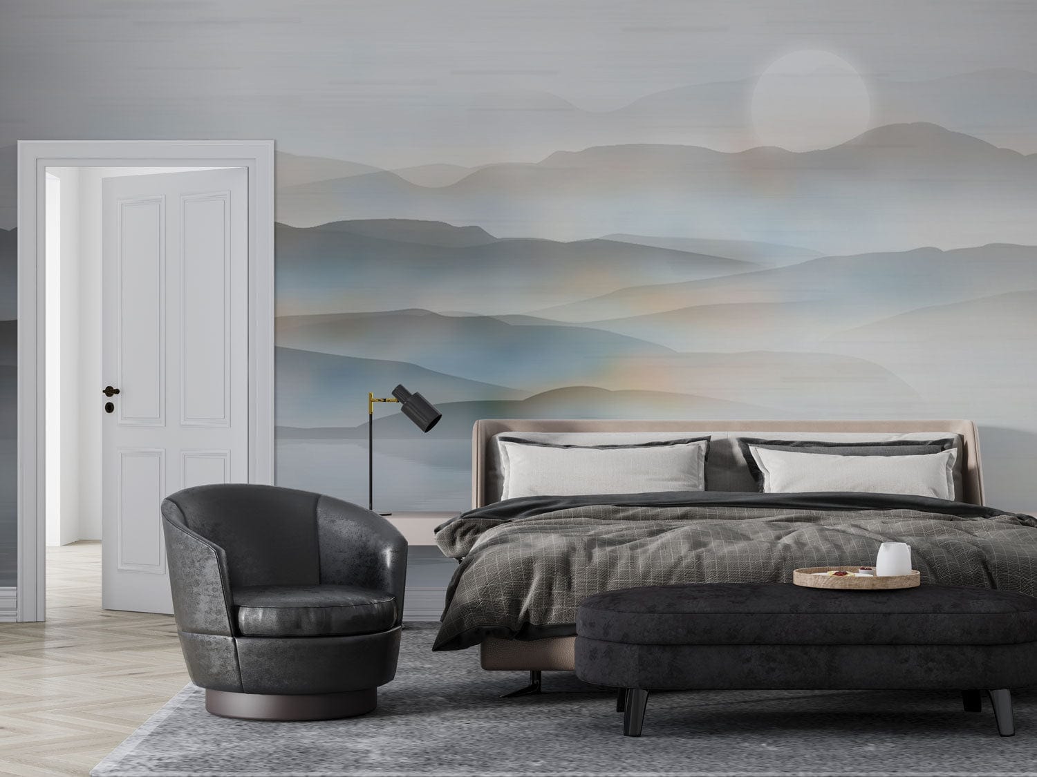 abstract ink painting wall mural bedroom design